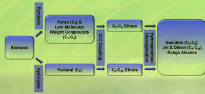 Carbon-Carbon Coupling Reactions of Furan and Furfural (liquid transportation fuels)